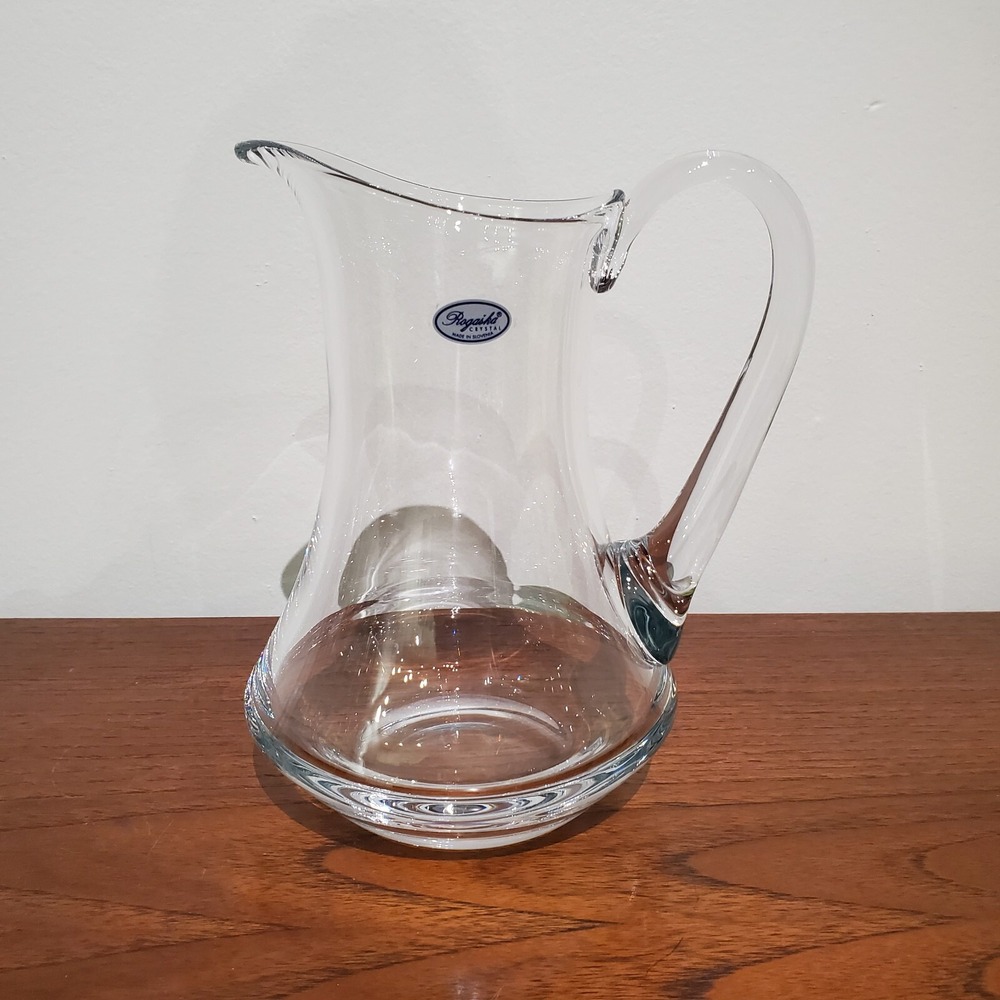 Vintage Rogaska Slovenia Art Deco Crystal Water Pitcher Jug - Signed Script Mark